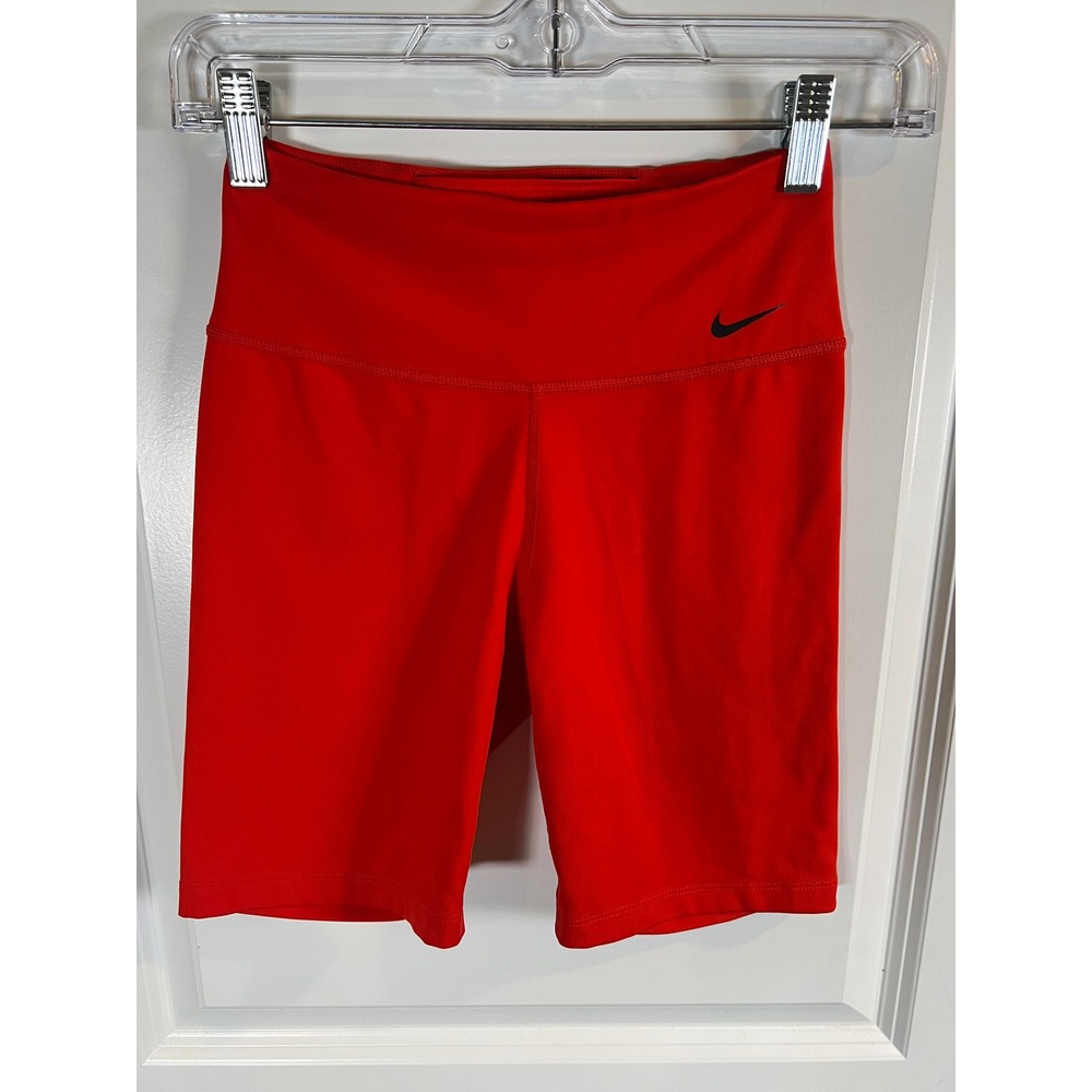 Nike Womens Biker Shorts Dri-FIT High Rise Red XS